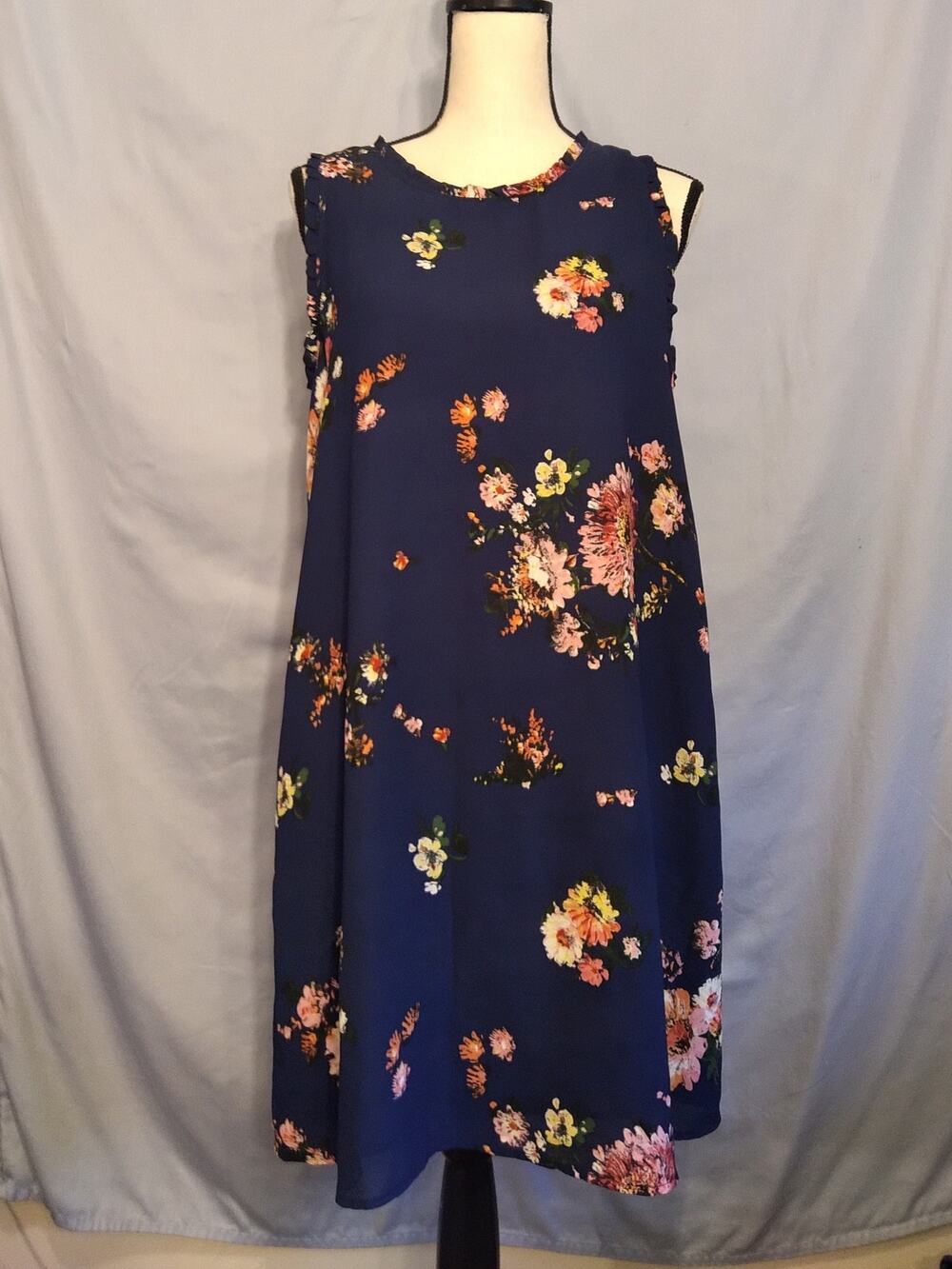 Fleur Bleue Blue Floral Summer Shift Dress